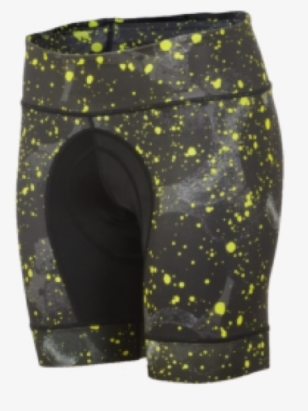 Shebeest Black Cycling Shorts with Neon Yellow Splatter